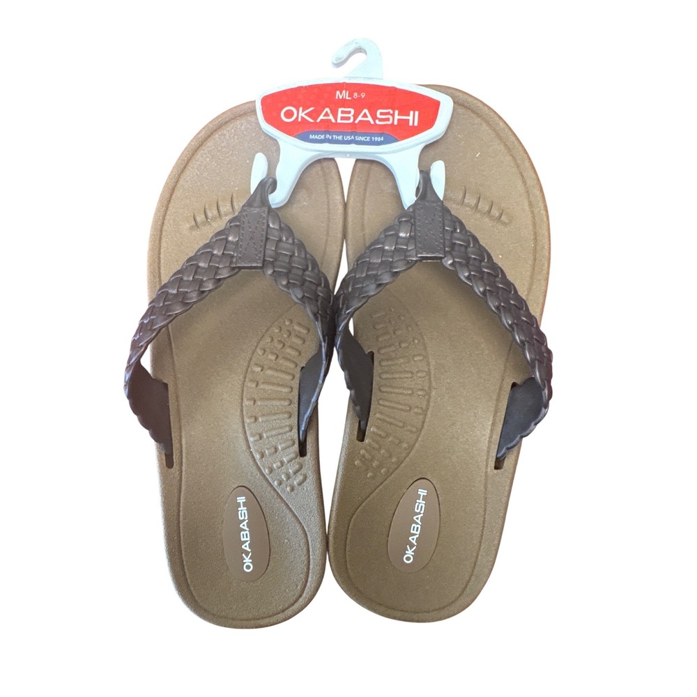 Okabashi Breeze Bronze/Toffee Braided Strap NEW Sandals Womens Size ML 8-9 USA